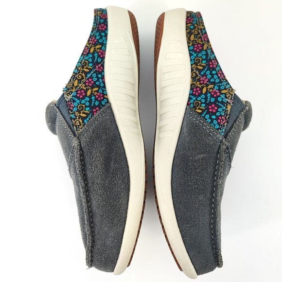 Spenco Women's Irongate Floral Gray Suede Flat Size 8D - Picture 6 of 8